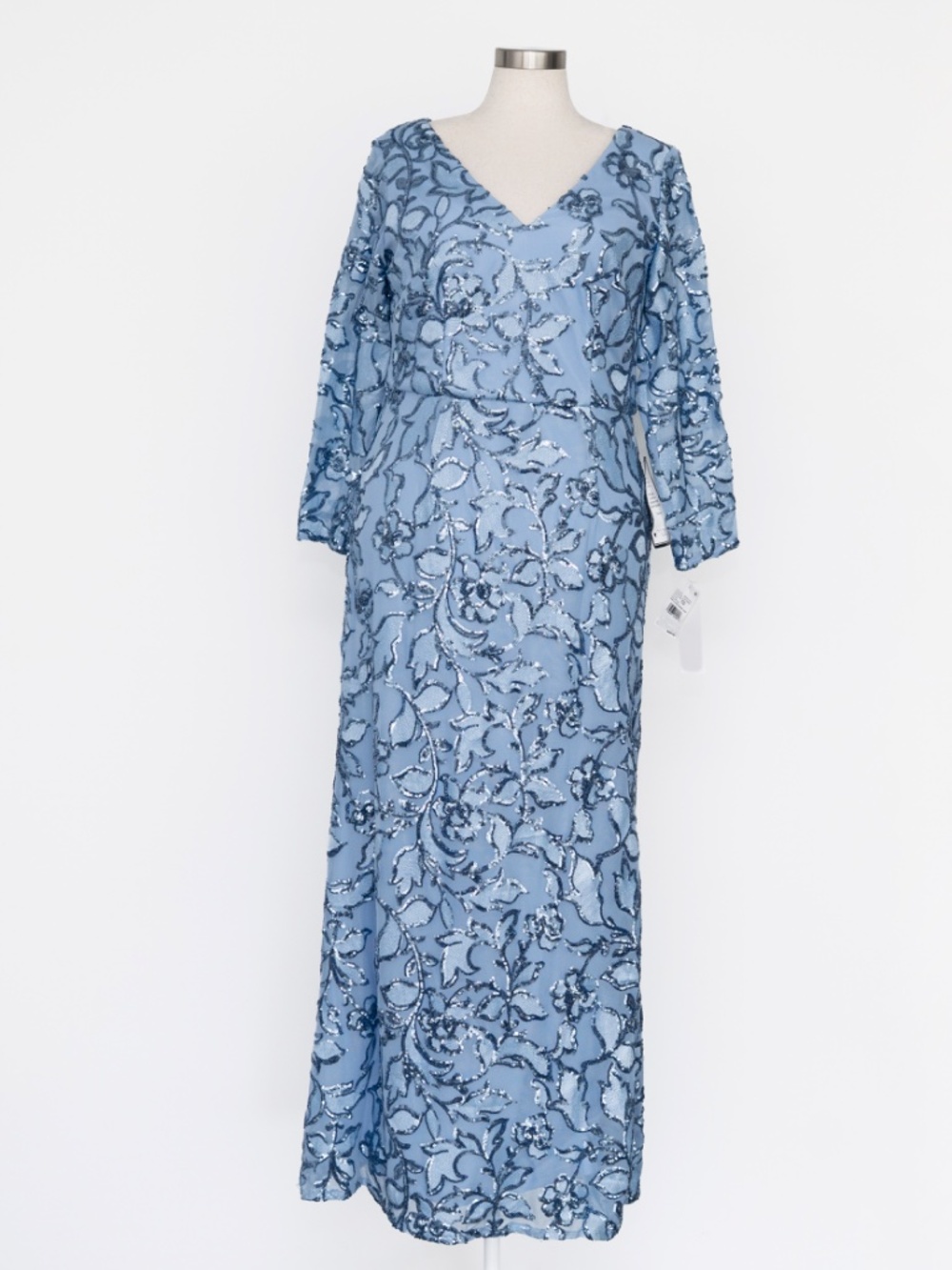 Adrianna Papell - Floral Sequin Long-Sleeve Mermaid Gown